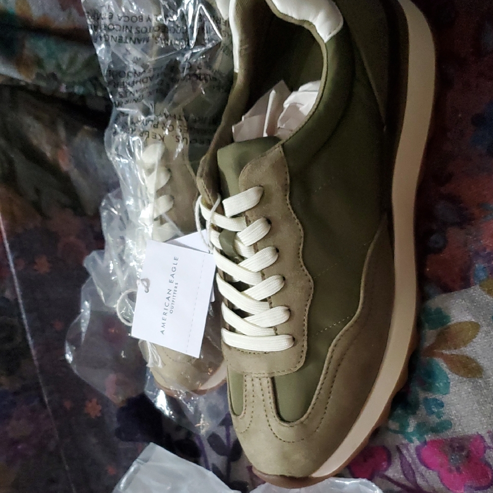 American Eagle Outfitters Olive and Tan Sneakers